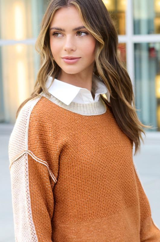 Color Block Long Sleeve Sweater Top