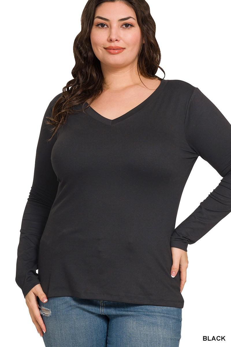 MICROFIBER LONG SLEEVE V-NECK SHIRT