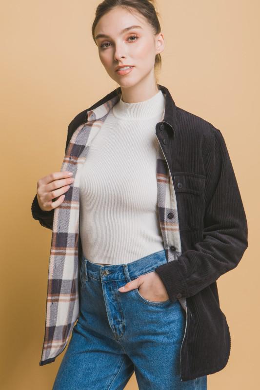 Corduroy Reversible Button Down Jacket