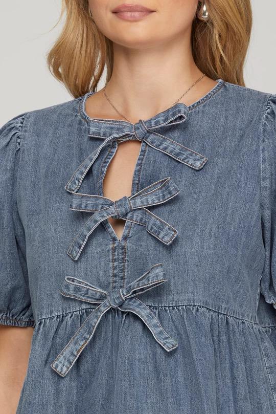 Puff Sleeve Denim Blouse