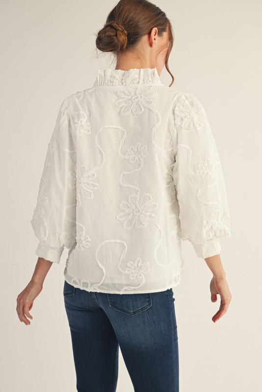 Button Down 3D Floral Top