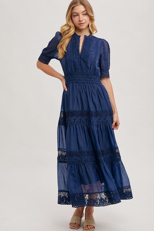 Elegant Lace Tiered Maxi Dress