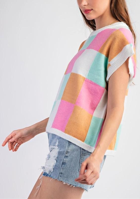 Checkered Knit Top
