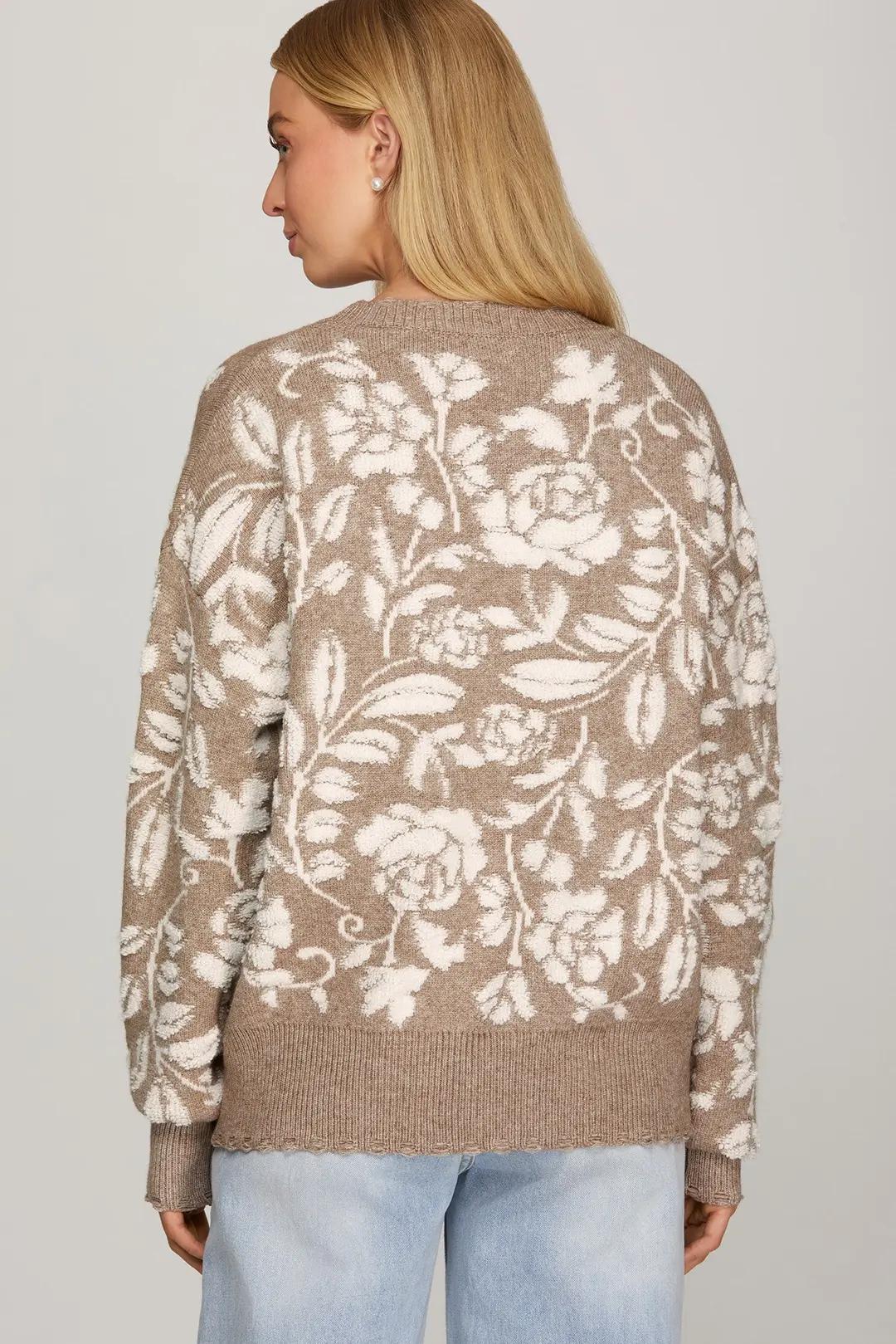 Flower Patterned Sweater