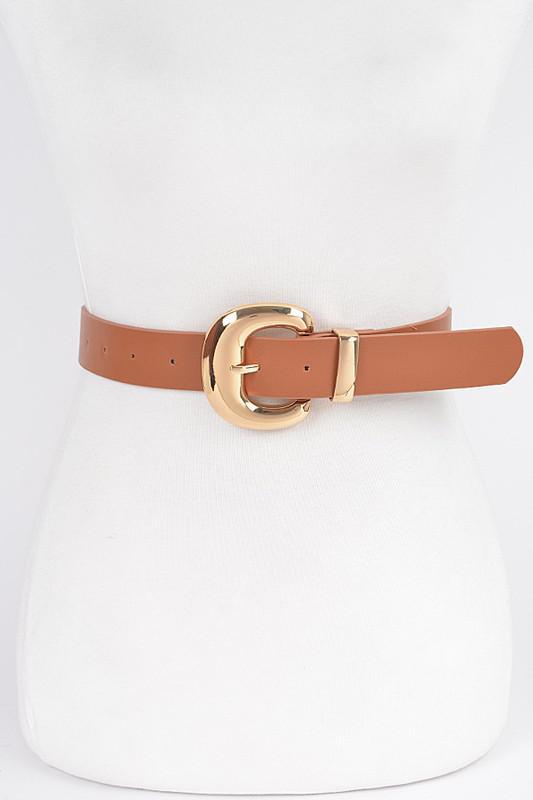 Faux Leather Metal Buckle Belt