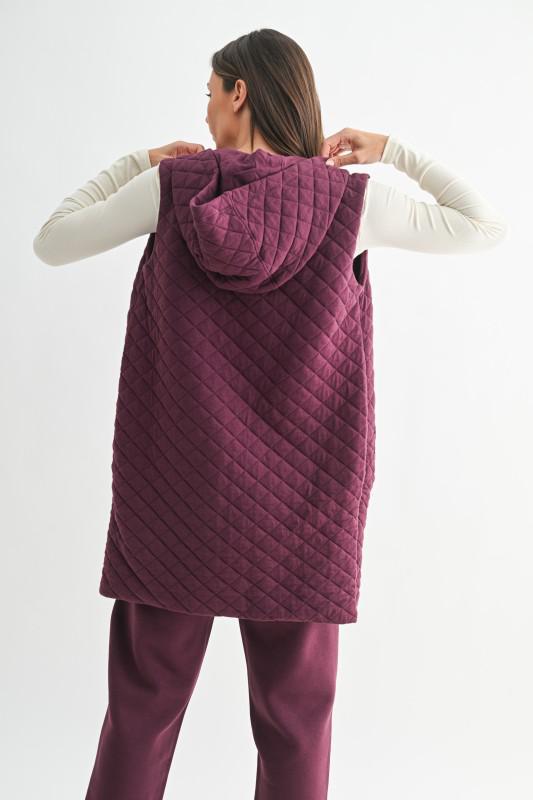 Longline Quilted Cotton Blend Vest