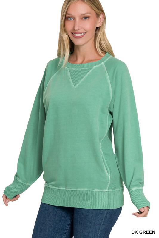 Pigment Dyed French Terry Pullover with Pockets