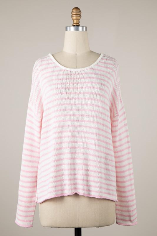 Striped Round Neck Sweater Top