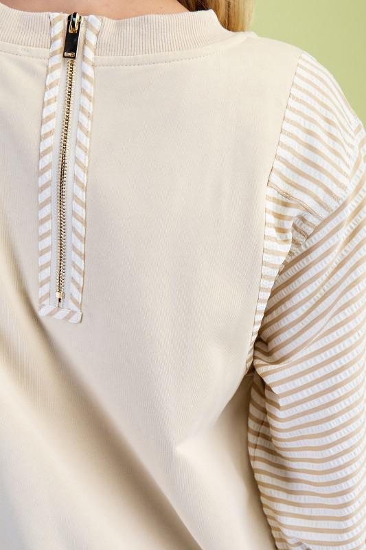 Mixed Fabric Sweatshirt