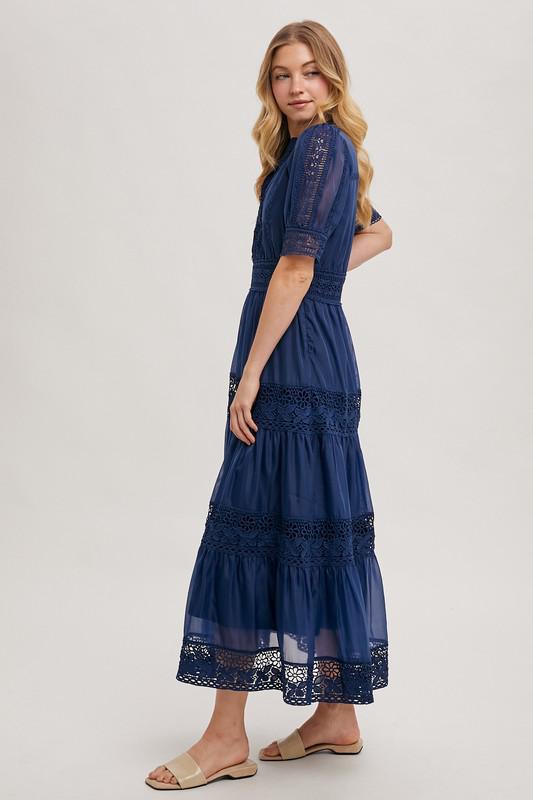 Elegant Lace Tiered Maxi Dress