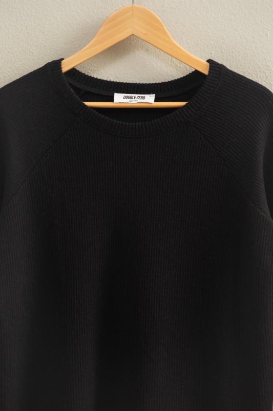 Brushed Waffle Raglan Long Sleeve Casual Top