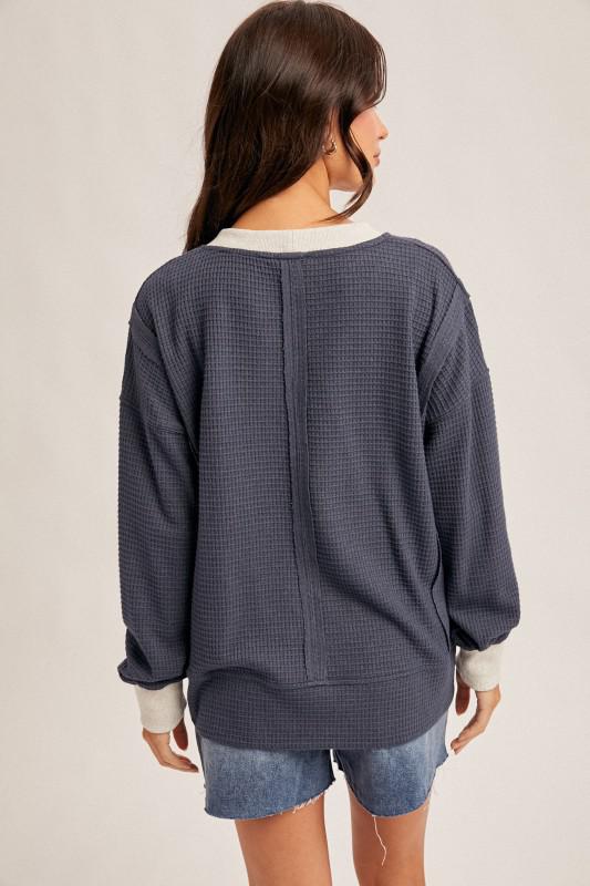 Brush Thermal Crew Neck Oversized Pullover – Navy