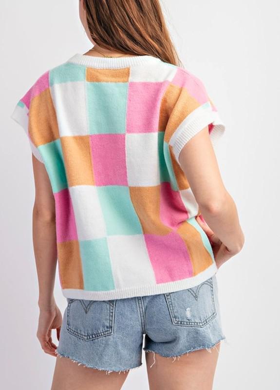 Checkered Knit Top
