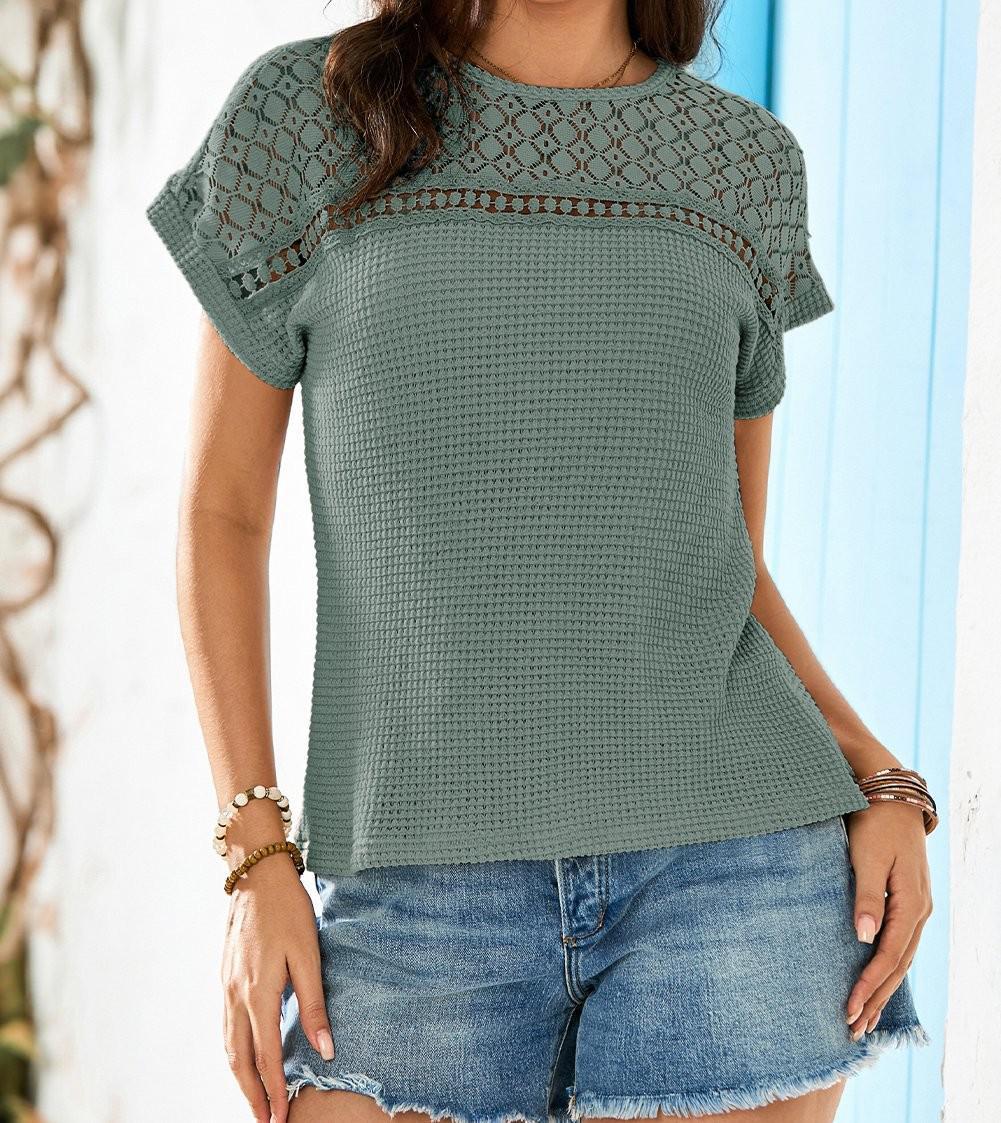Waffle Short Sleeve Top