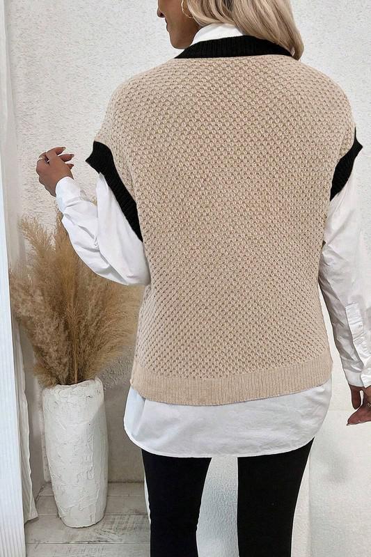 Contrast Trim Batwing Sleeve Knitted Top