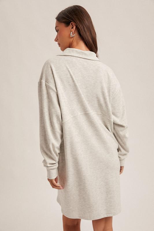 Brushed Quarter Zip Jersey Lounge Sweatshirt Dress