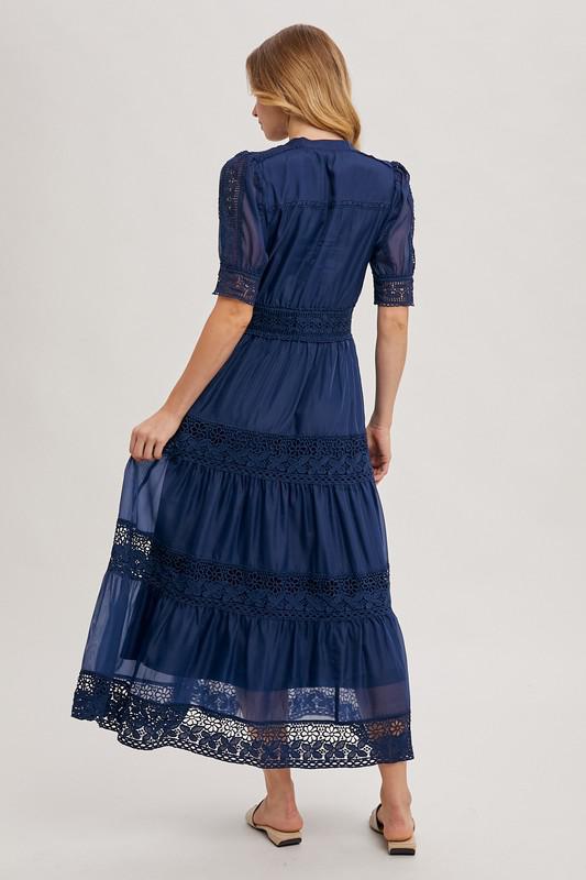 Elegant Lace Tiered Maxi Dress