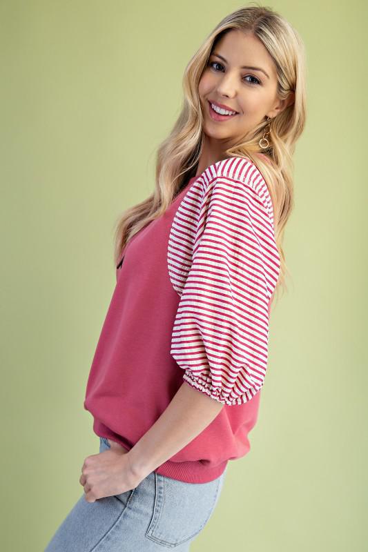 Mixed Fabric Sweatshirt