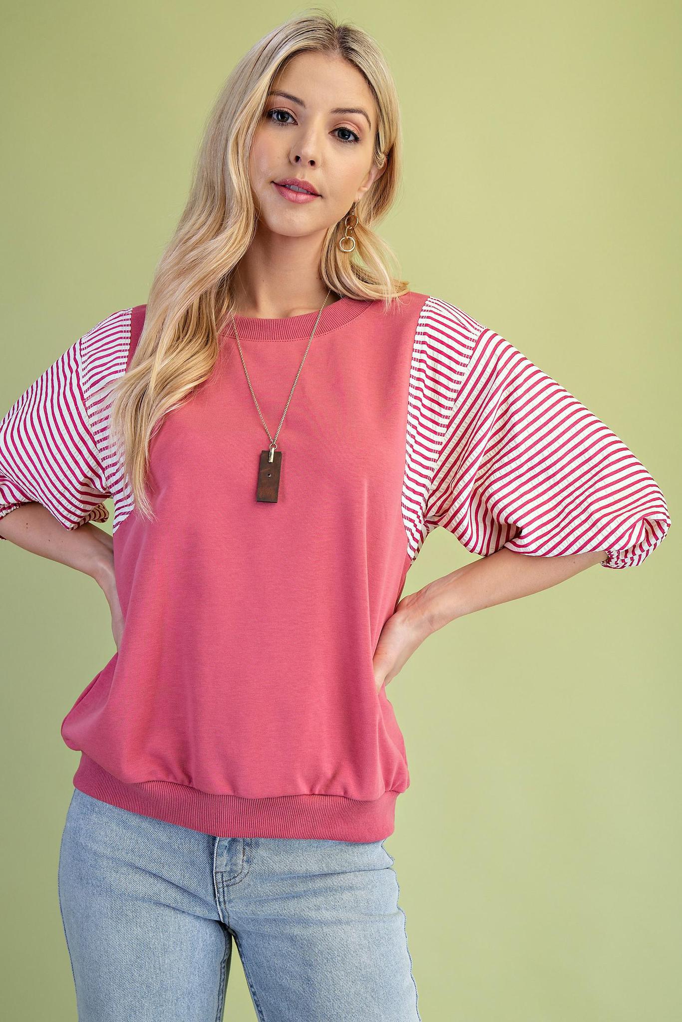 Mixed Fabric Sweatshirt