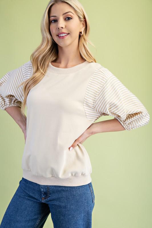 Mixed Fabric Sweatshirt
