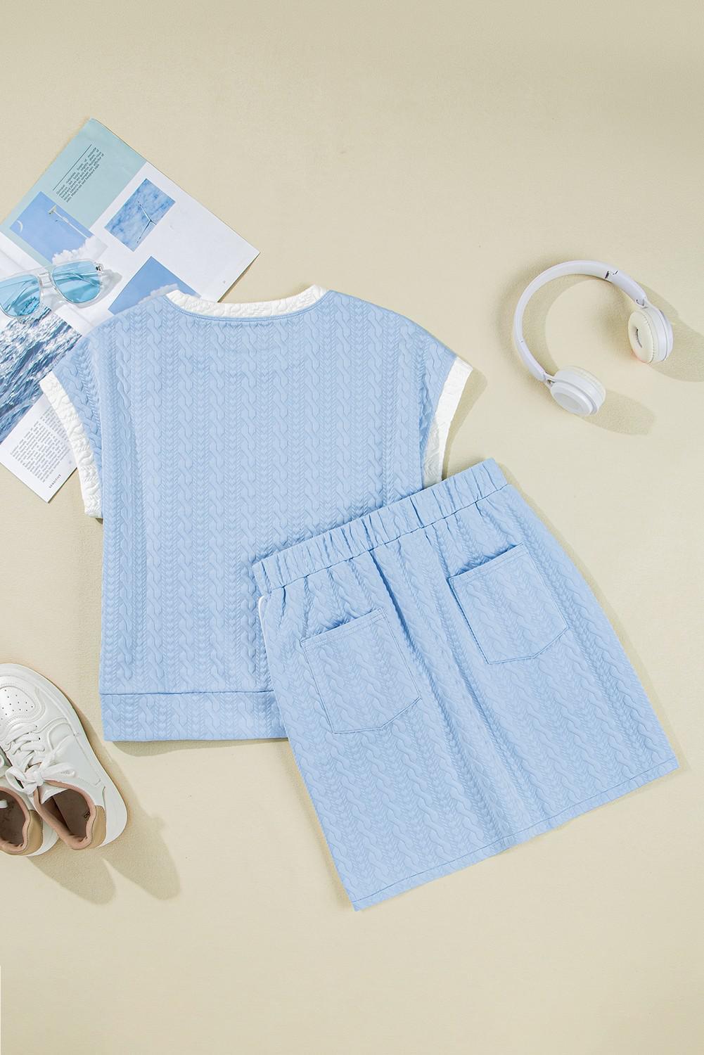 Trim Textured Two Piece Set