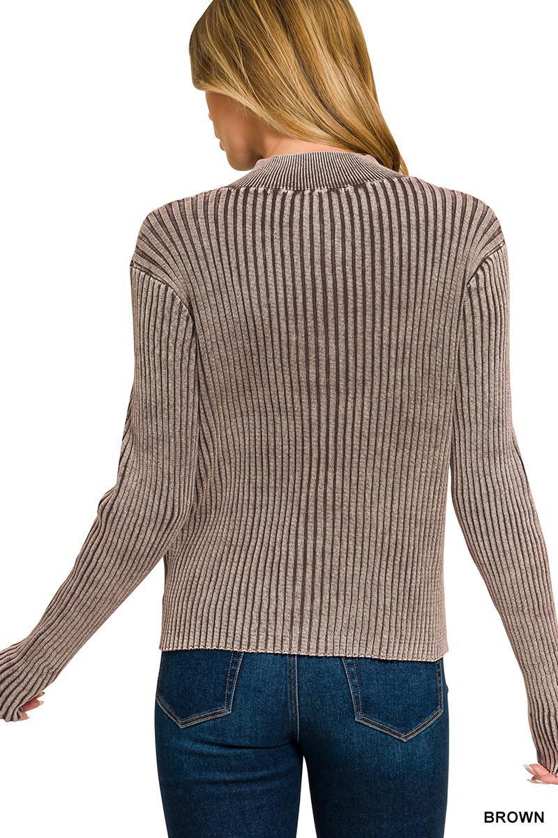 Two Tone Zip Up Sweater