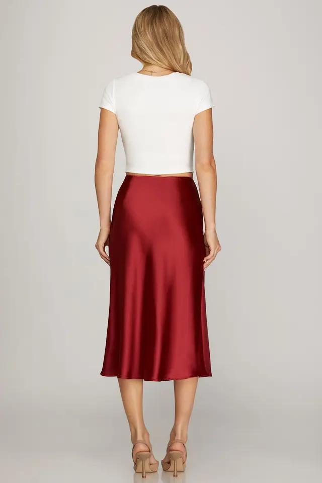 Satin Bias Midi Skirt