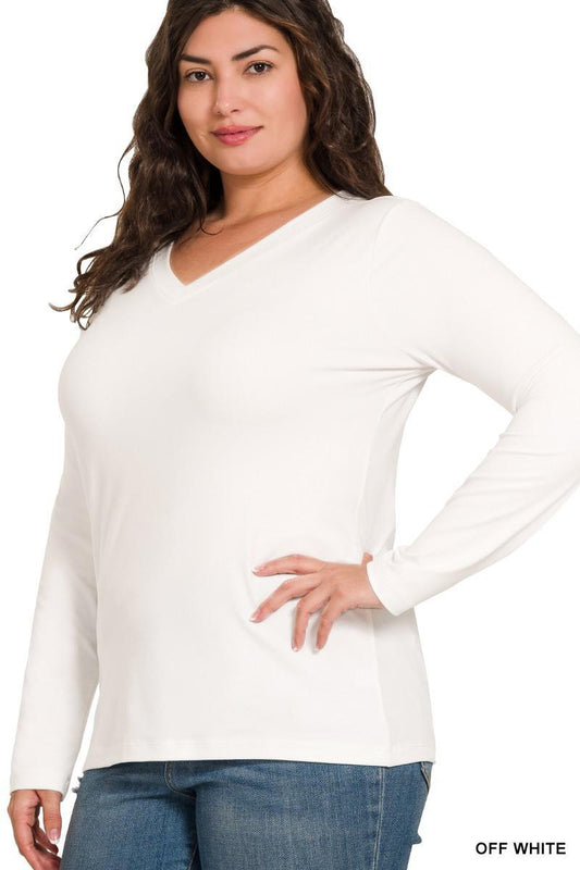 MICROFIBER LONG SLEEVE V-NECK SHIRT