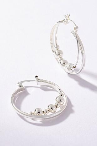 two layer hoop earrings with metal beads