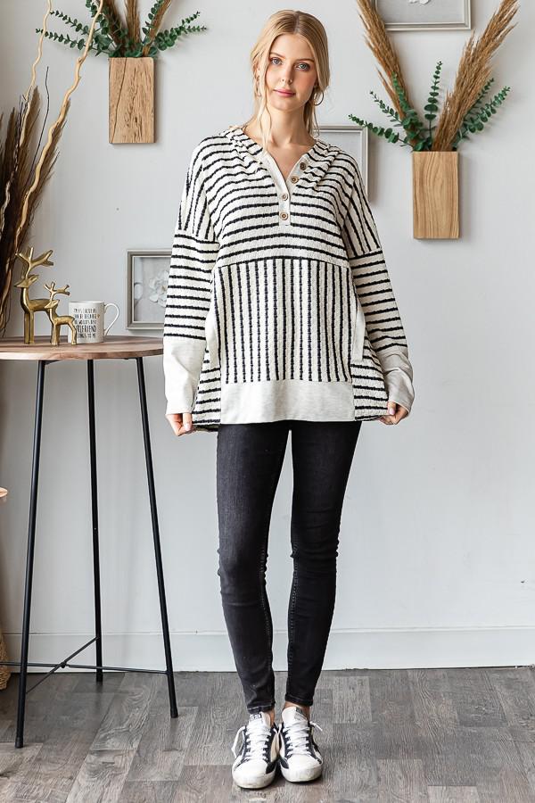 Striped Hoodie Top