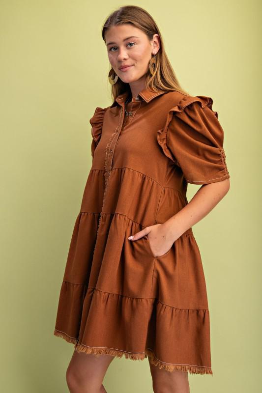 Linen Button Up Shirt Dress