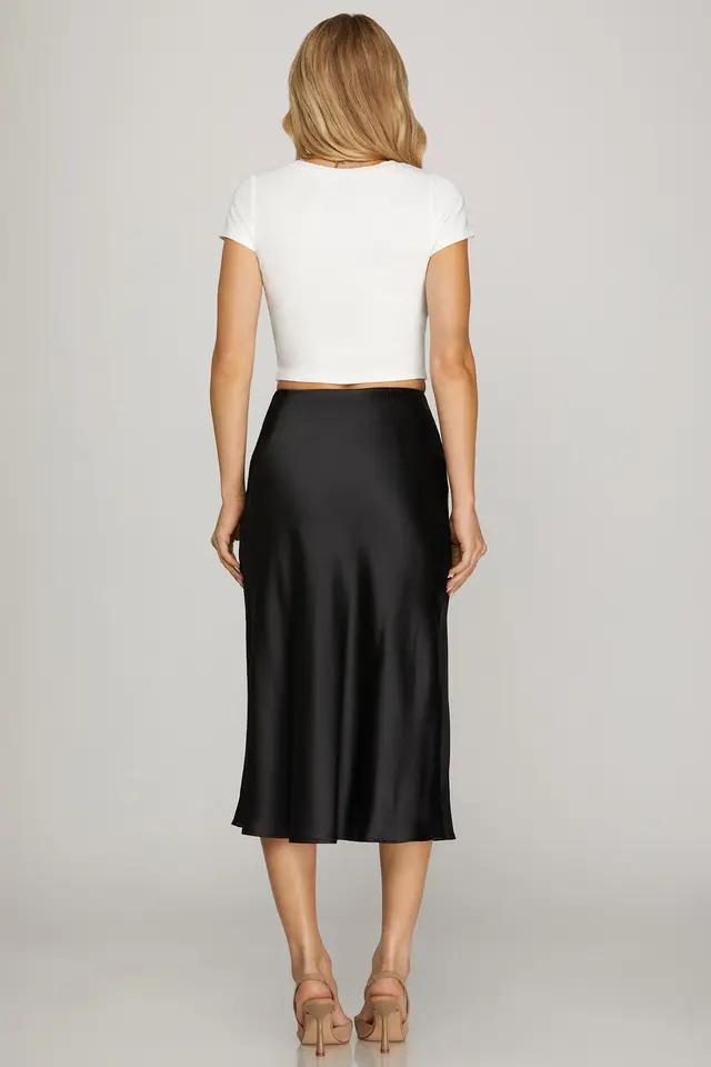 Satin Bias Midi Skirt