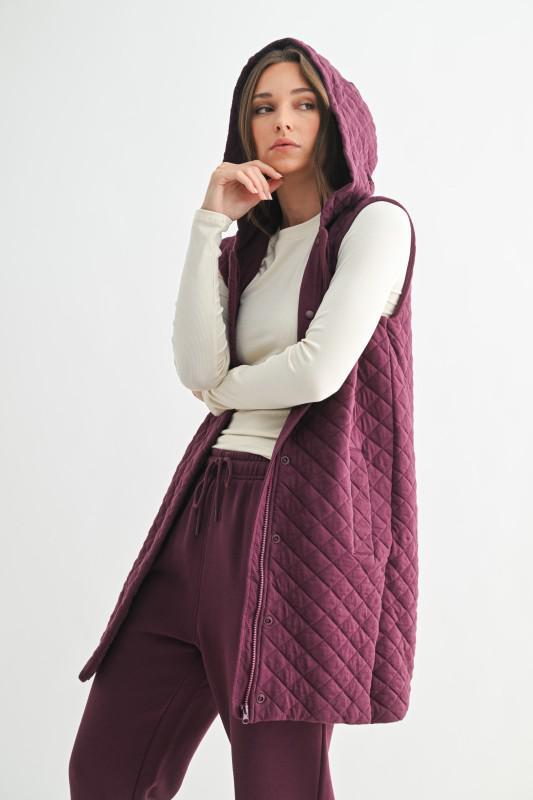 Longline Quilted Cotton Blend Vest