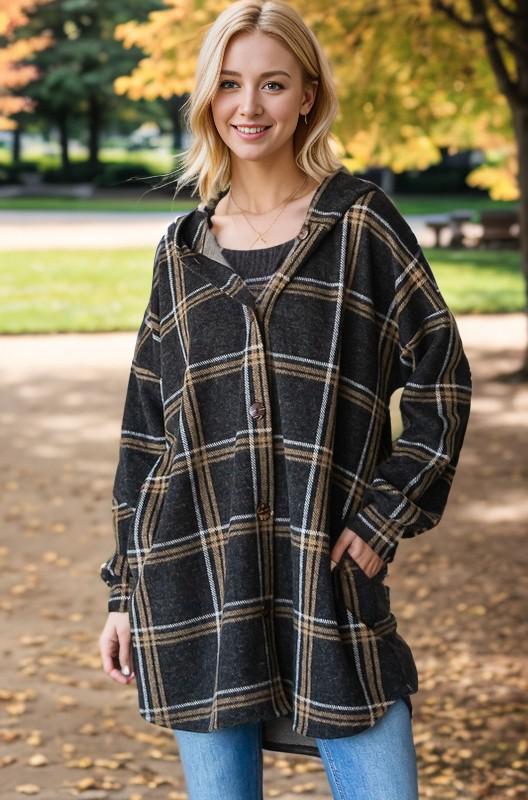 Charcoal Plaid Shacket