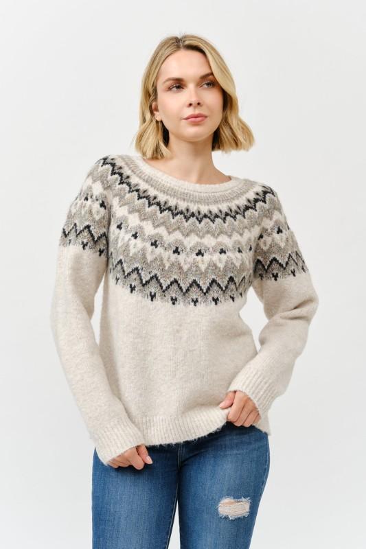 Cielo Round Neck Embellished Knit Sweater