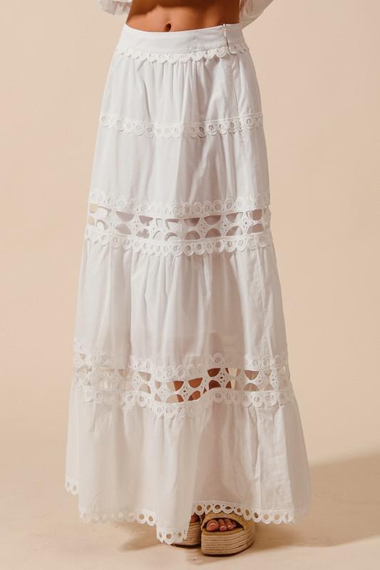 Lace Trimmed Maxi Skirt