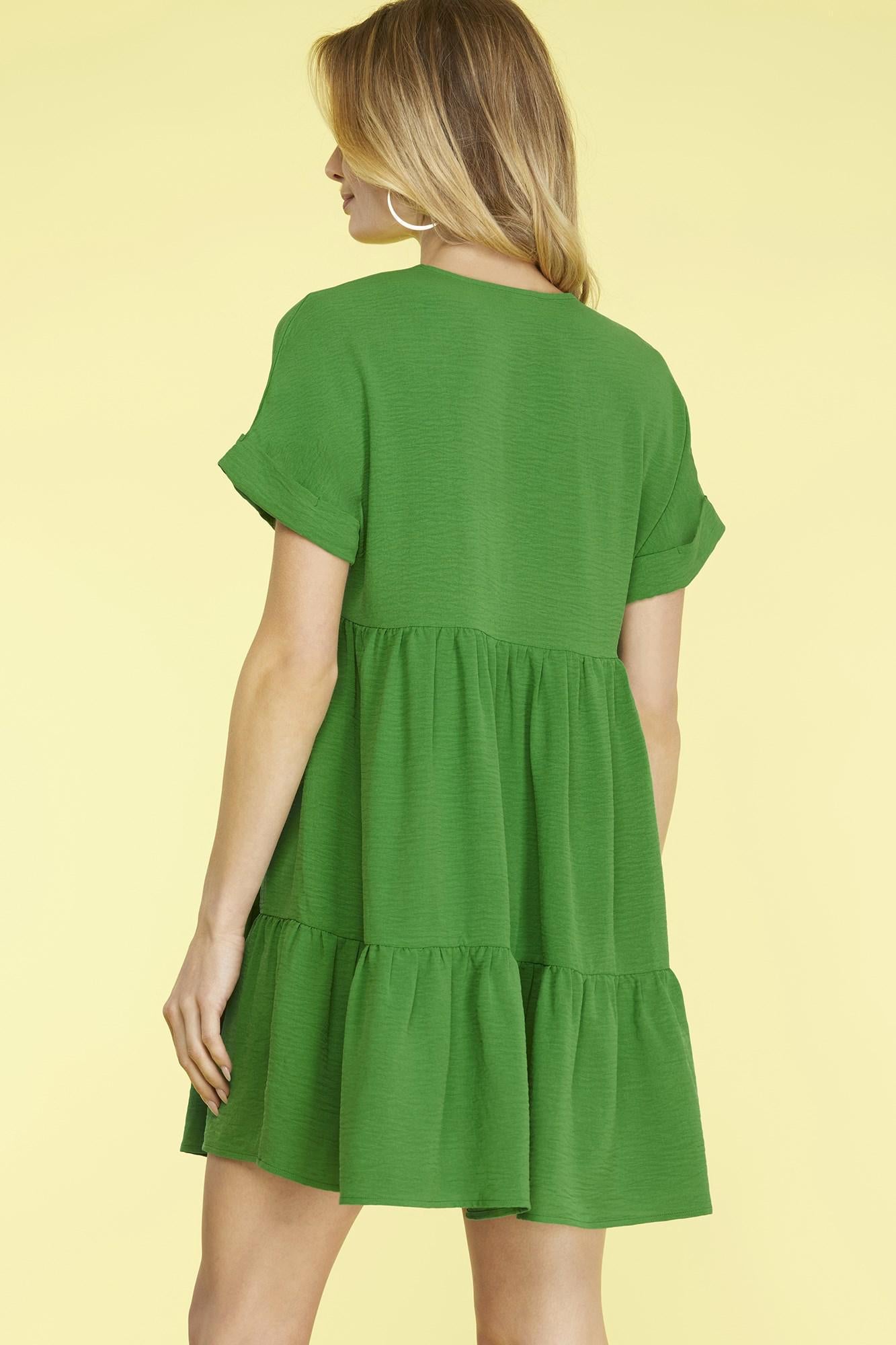 Green V-Neck Dress