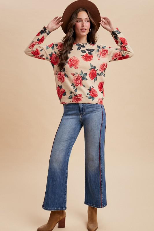 Side Piping Wide Leg Crop Jeans
