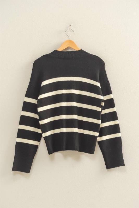 Striped High Neck Sweater