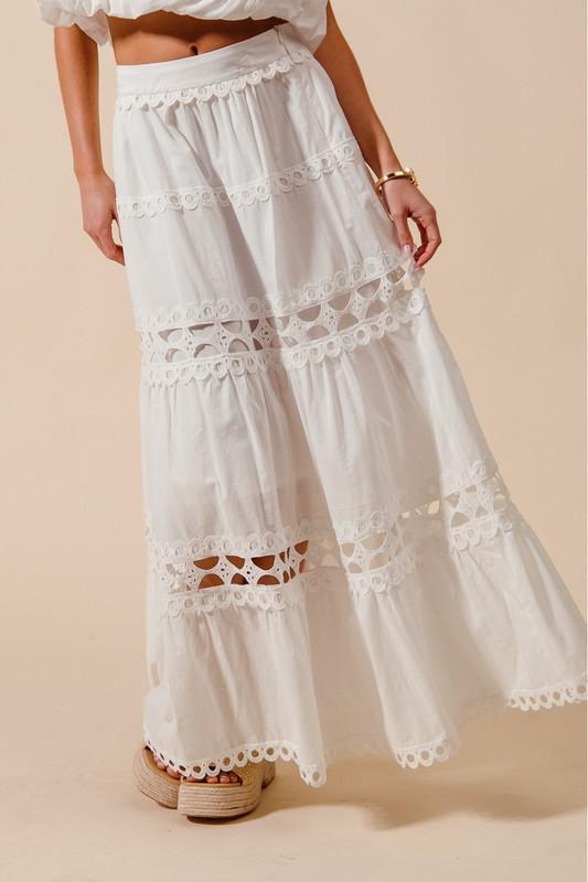 Lace Trimmed Maxi Skirt