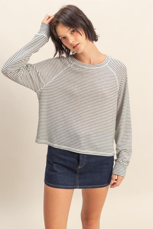 Striped Raglan Long Sleeve Top