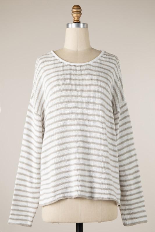 Striped Round Neck Sweater Top