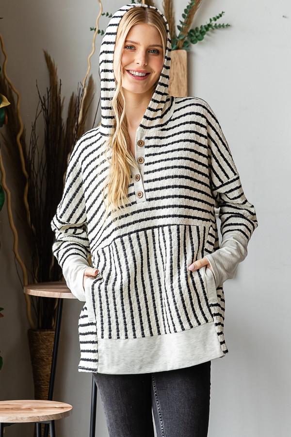 Striped Hoodie Top