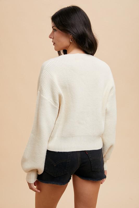 Ivory Front Tie Cardigan