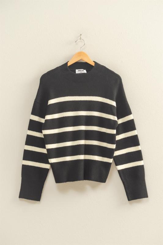 Striped High Neck Sweater