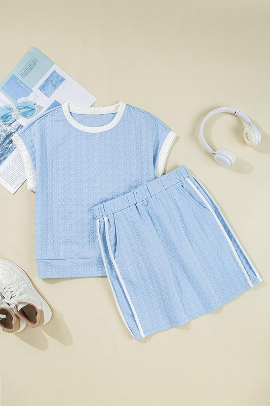 Trim Textured Two Piece Set