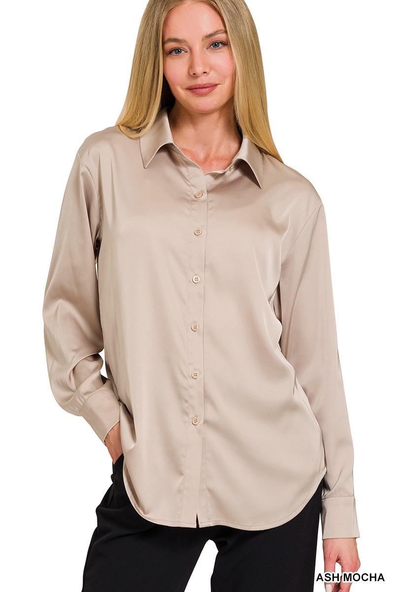 SATIN BUTTON FRONT SHIRT