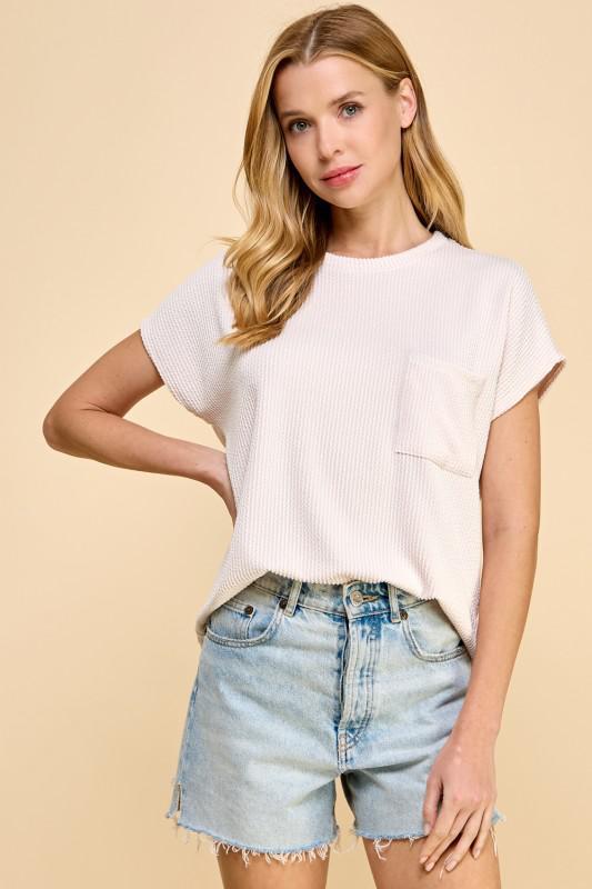 Solid Ribbed Top With Pockets