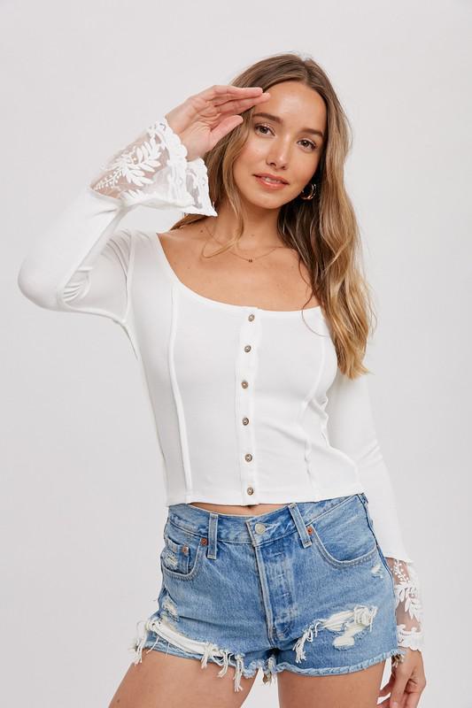 Lace Trim Square Top