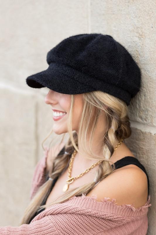 Eyelash Knit Newsboy Cap